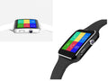 Black smart watch with 1.54 inch touch screen and silicone strap on wrist