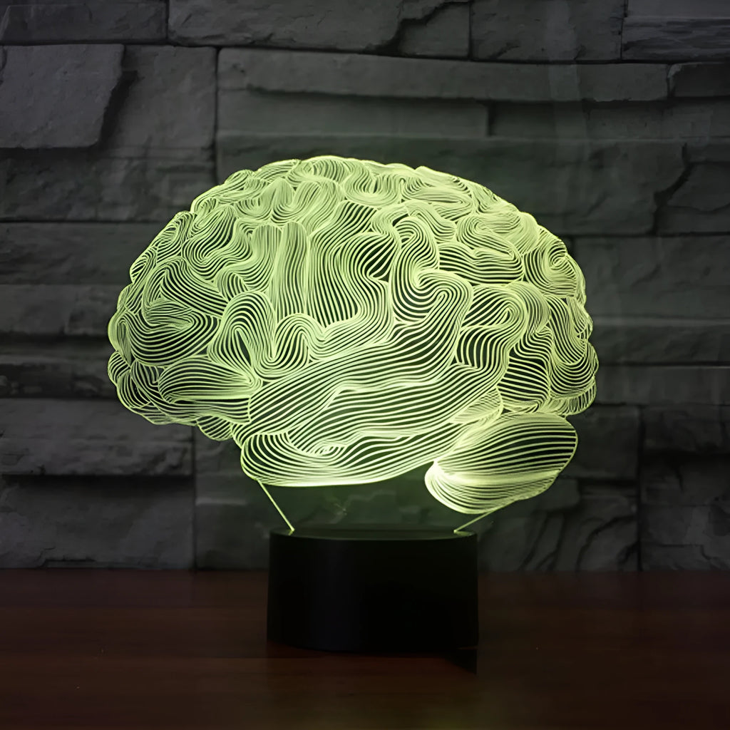 3D acrylic desk lamp with LED colour change lighting and remote control on 8cm ABS base
