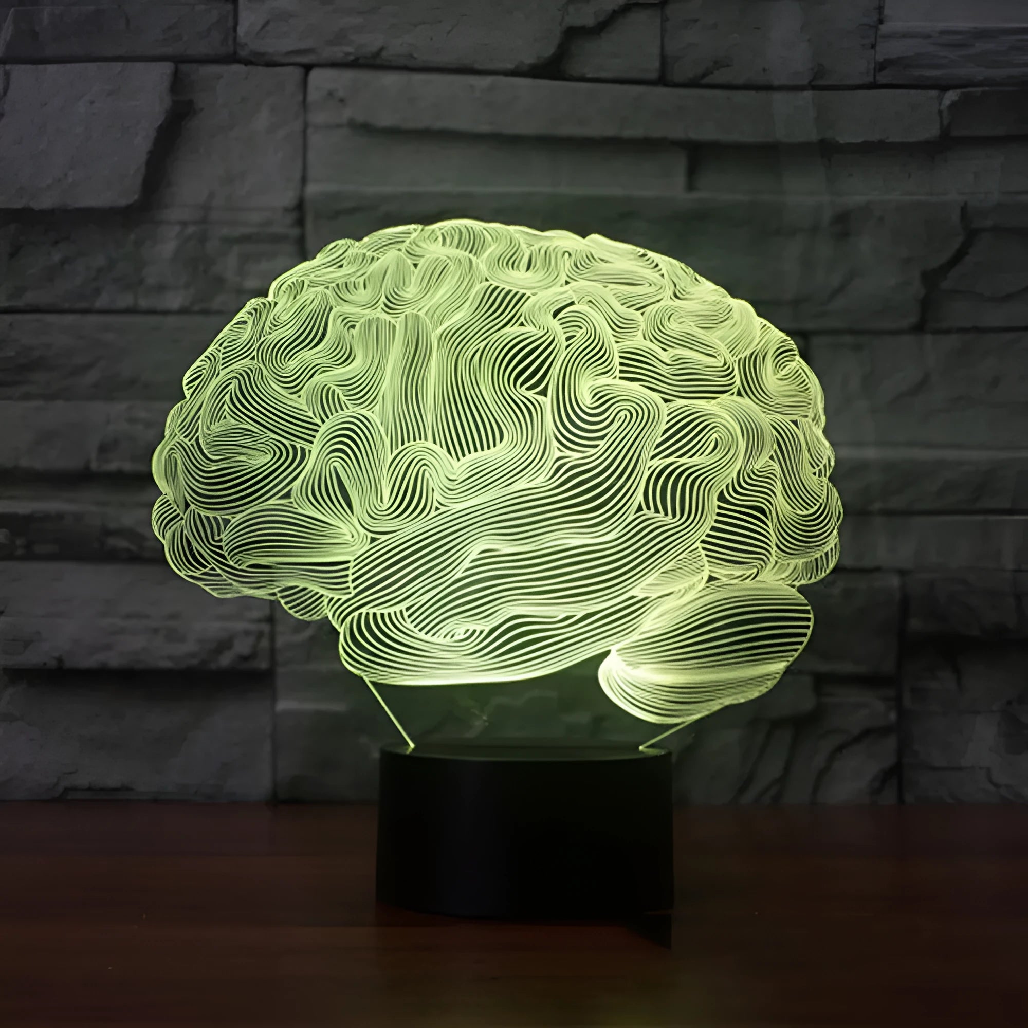 3D acrylic desk lamp with LED colour change lighting and remote control on 8cm ABS base