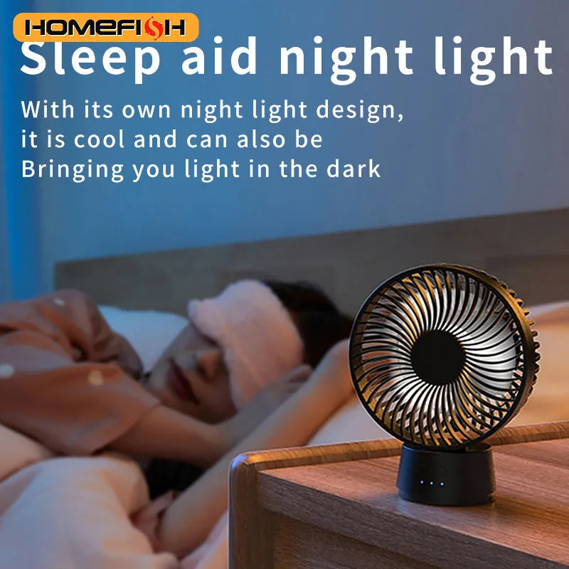HOMEFISH F2 automatic shake head fan with LED light attached to a baby stroller