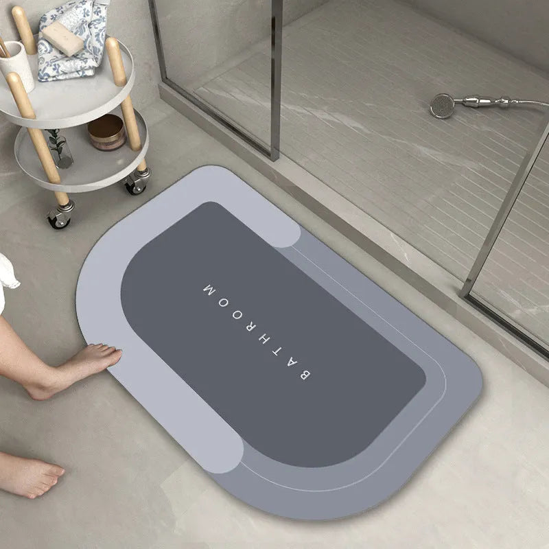 Blended fabric bathroom floor mat in oval and rectangle styles showing Lake Baikal colour options