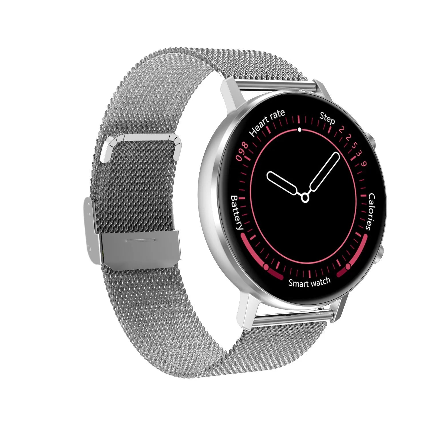 DT96 smart fitness tracker bracelet with steel strap on wrist showing 1.3 inch screen