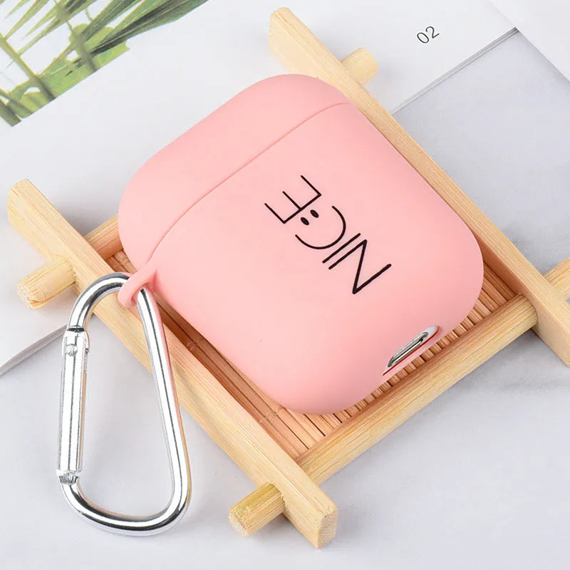 Apple AirPods earphone cover cases in PC plastic with decorative flower and smiley face designs