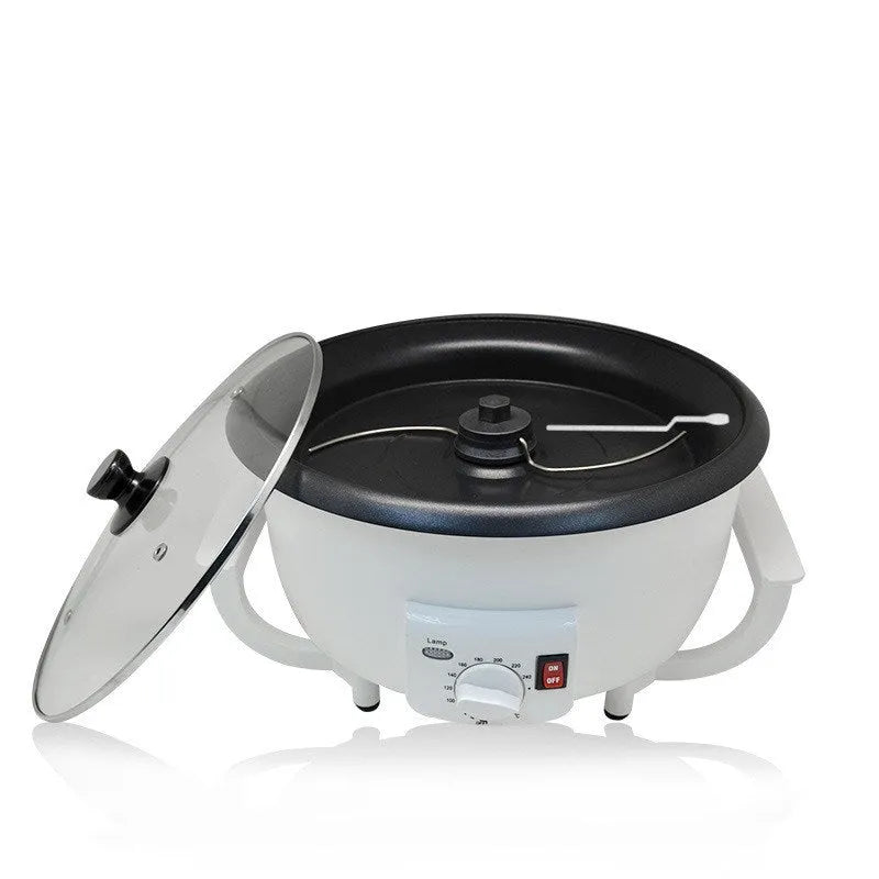 White oblate coffee roasting machine for home use with 750g capacity