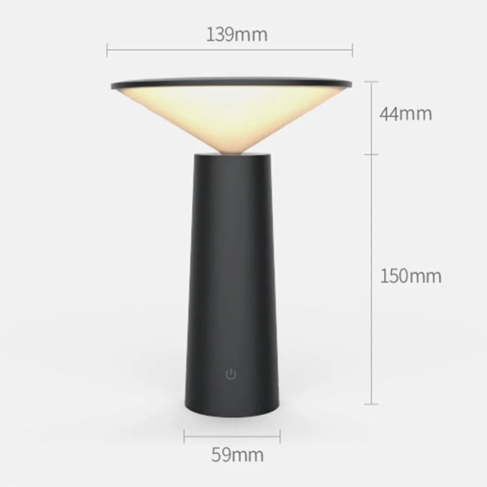 Black USB LED reading lamp with adjustable head and touch sensor control