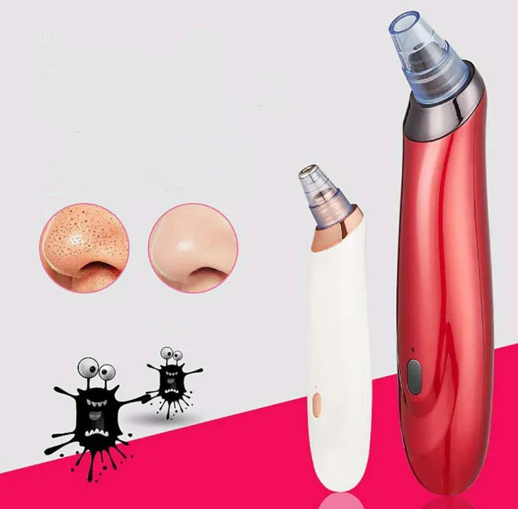 Electric blackhead remover device with multiple nozzle attachments for facial pore cleaning