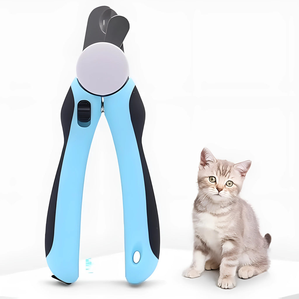 Blue heavy-duty dog nail clippers with safety guard for large dogs with thick nails
