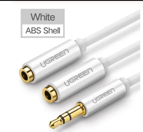Replacement 3.5mm audio cable for earphone 1 and 2 models in black, 20cm long with gold-plated connectors