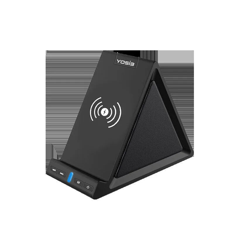 Black ABS multifunctional Bluetooth speaker with integrated mobile phone stand and 2000mAh power bank