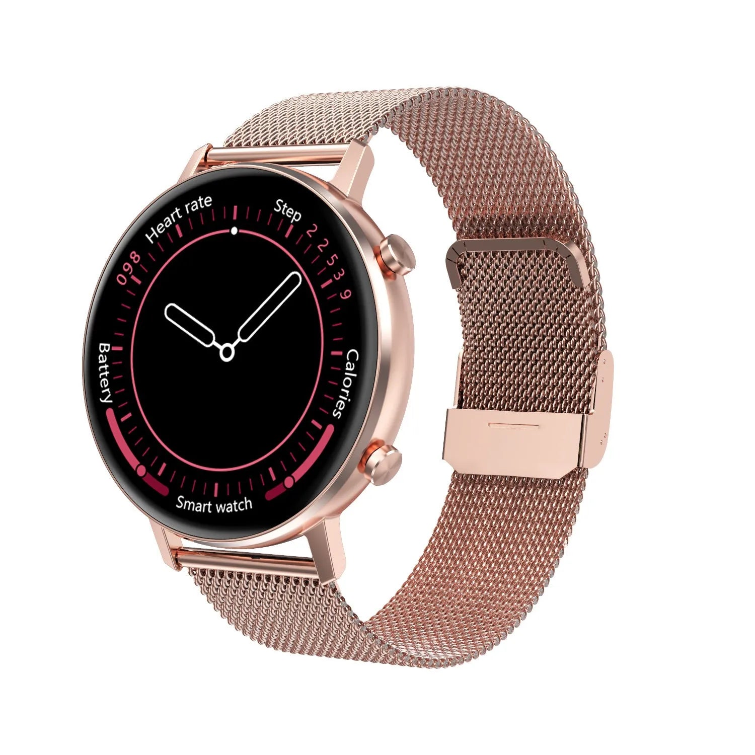 DT96 smart fitness tracker bracelet with steel strap on wrist showing 1.3 inch screen