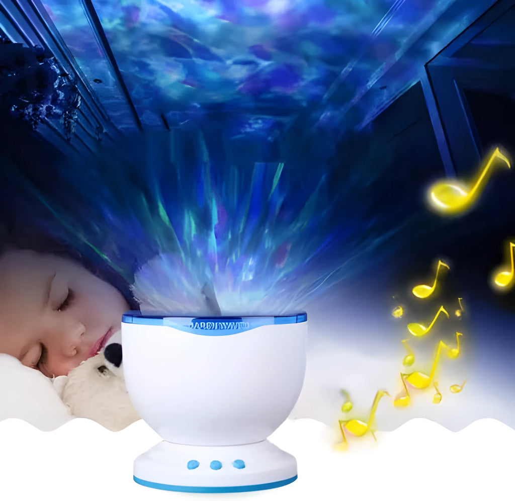 Blue LED ocean projection lamp with DLP trapezoidal correction for children's puzzle rooms