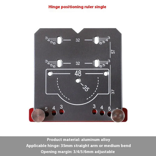 35mm adjustable hinge punch locator tool with red aluminium ruler and hard alloy tapper blade.