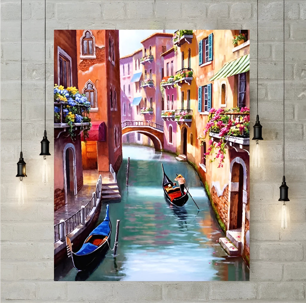 5D diamond painting kit Venice scene with resin diamonds and adhesive canvas