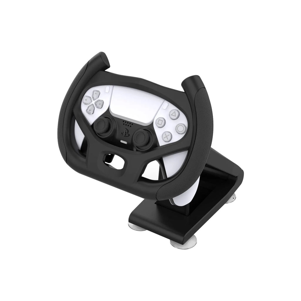 Black ABS plastic gamepad steering wheel bracket with suction cup mount for mobile gaming controllers