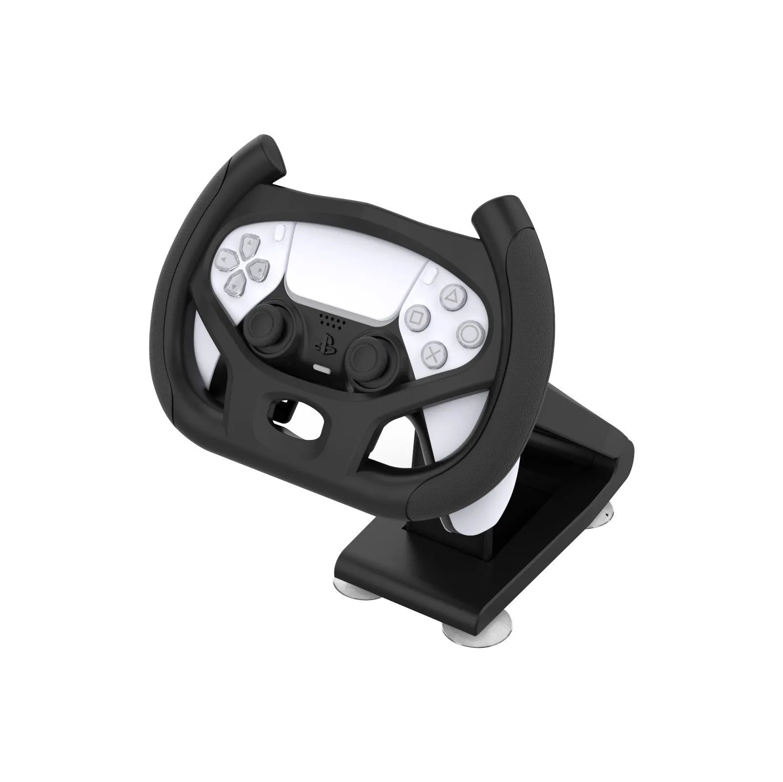 Black ABS plastic gamepad steering wheel bracket with suction cup mount for mobile gaming controllers
