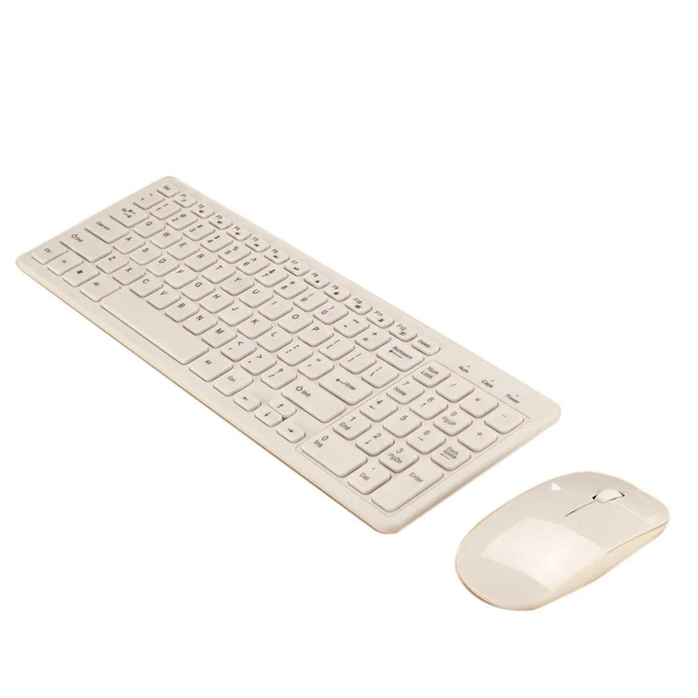 Wireless keyboard and mouse set in black plastic with 96-key layout and micro USB receiver