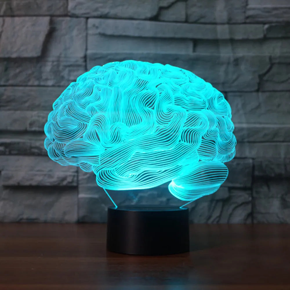 3D acrylic desk lamp with LED colour change lighting and remote control on 8cm ABS base