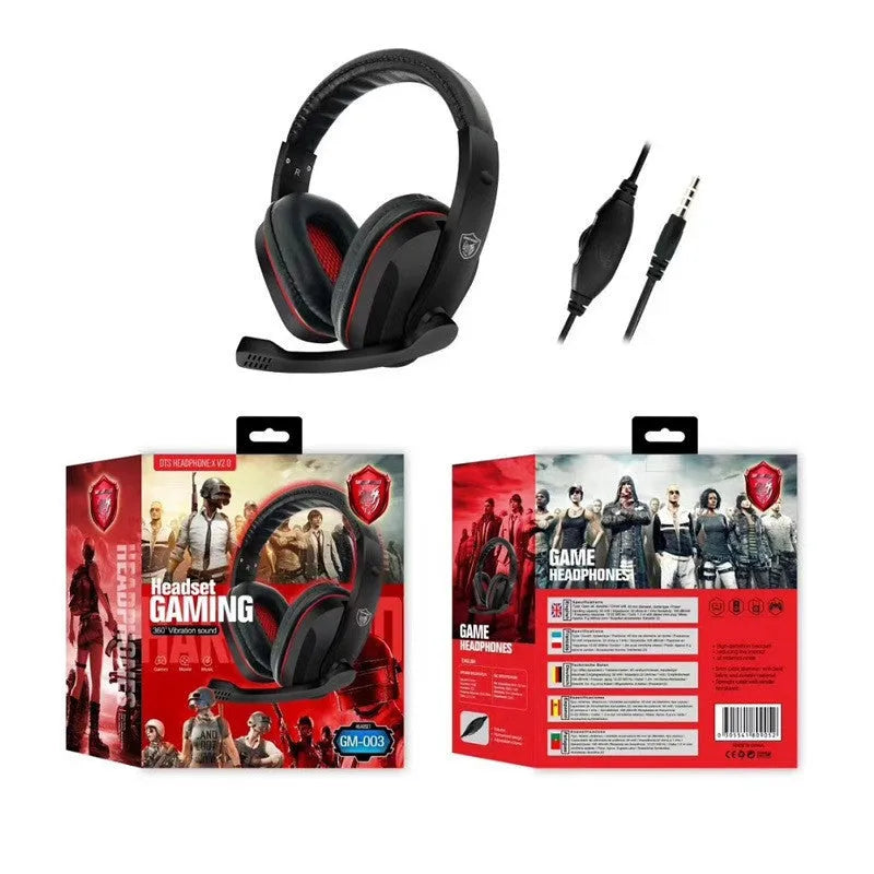 Black wired gaming headset for PC with 6.3mm plug and 40mm drivers
