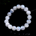 Natural blue moonlight polished moonstone round bead bracelet showing multiple diameter size options
