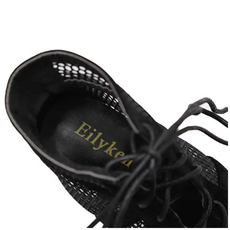 Black suede women's lace-up high heel shoes with 11.5 cm heel and front platform
