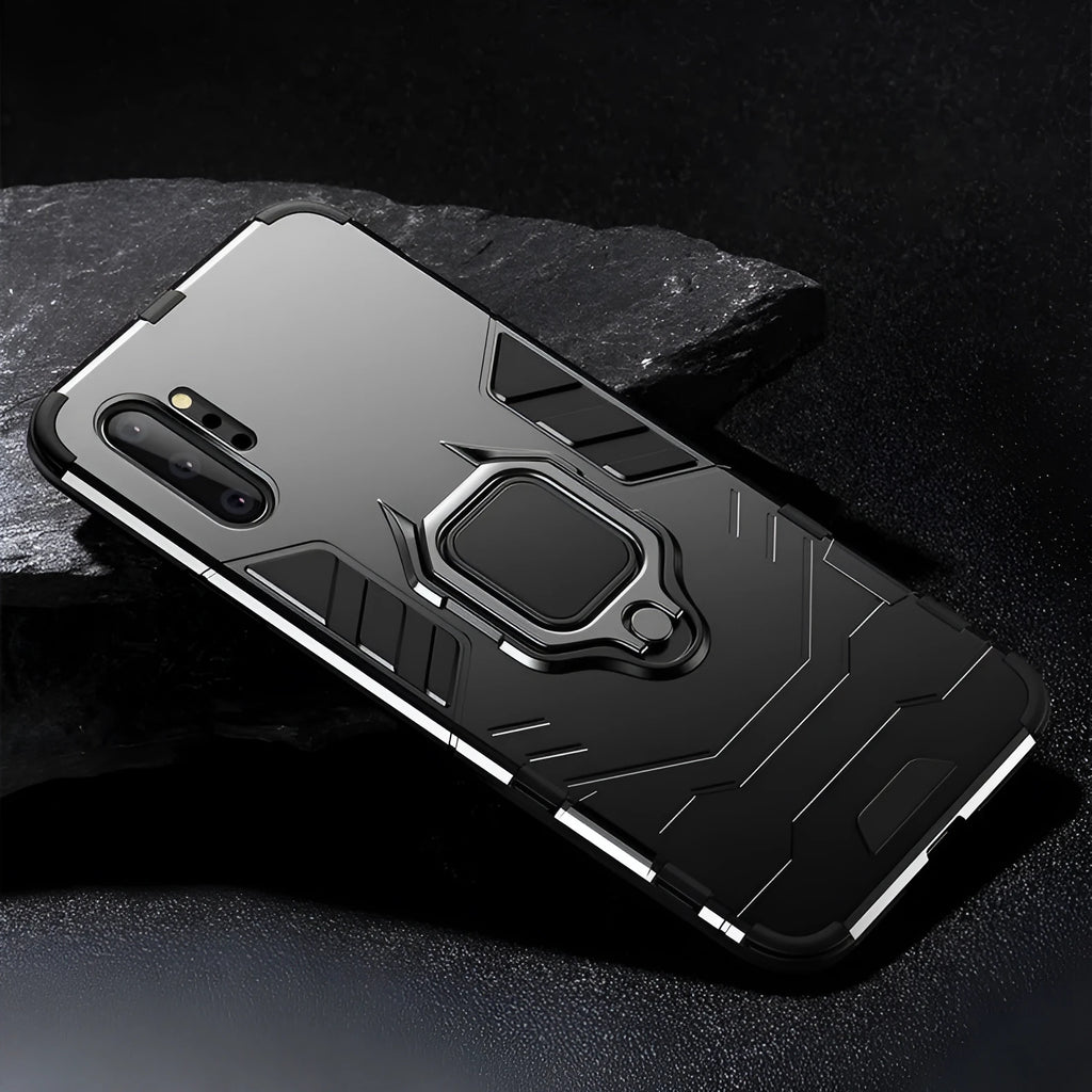 Iron Man magnetic Samsung phone case in black with integrated metal plate for car mounts