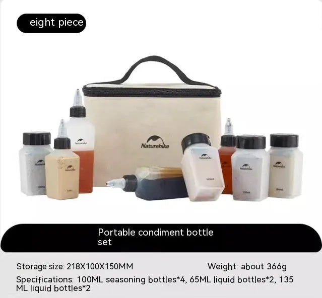 Naturehike six-piece portable outdoor seasoning bottle set in modern simplicity style.