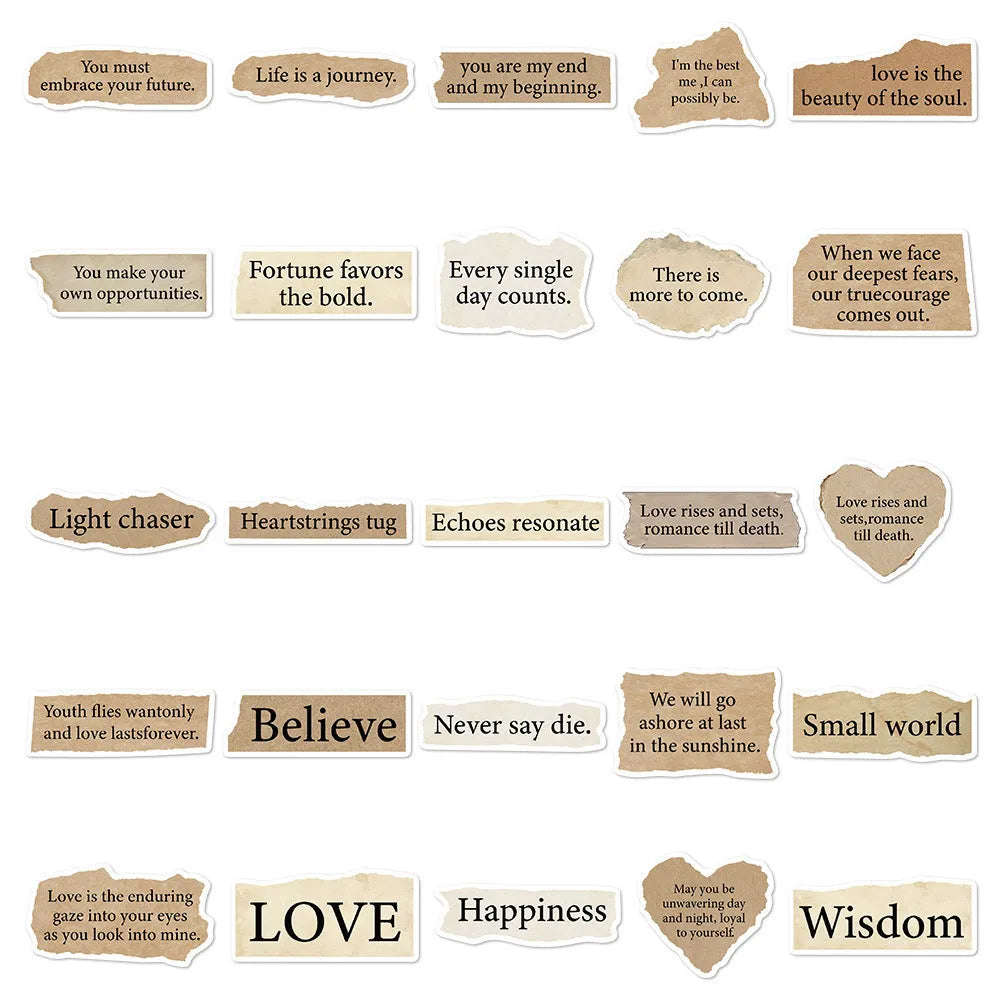 Tear English TT284 design PVC laptop stickers pack of 25, showing reusable waterproof adhesive