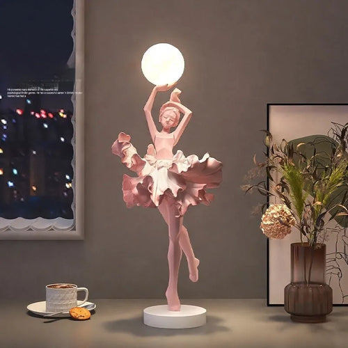 Art Girl modern resin night lamp in black gold, white, pink, or light blue with USB charging.