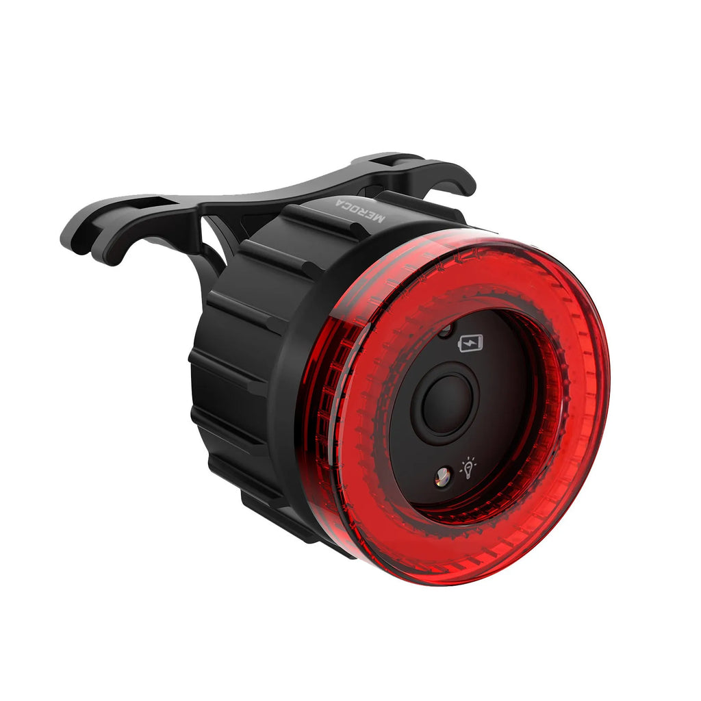 Black intelligent induction brake taillight for bicycle with seat tube mounting bracket