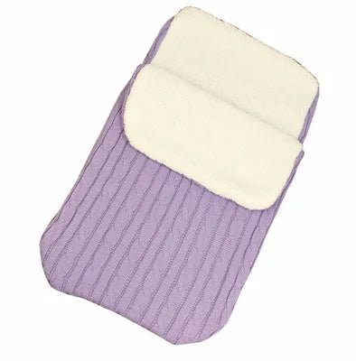 Envelope-style baby stroller sleeping bag in beige with lamb cashmere lining and cotton wool filling