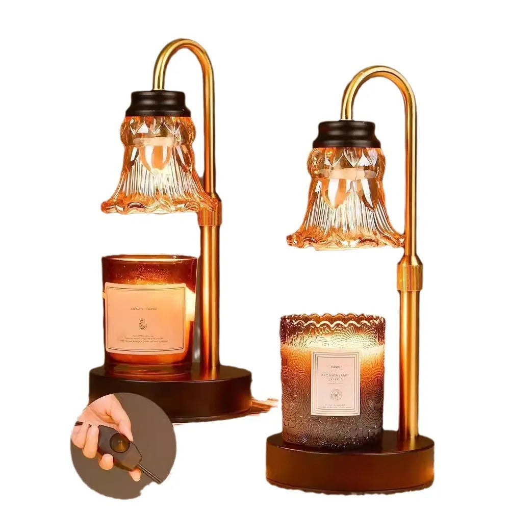 Bamboo electric wax melting lamp with international voltage compatibility up to 30.5cm tall