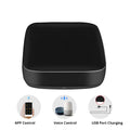 Black universal infrared remote control with voice control and WiFi connectivity