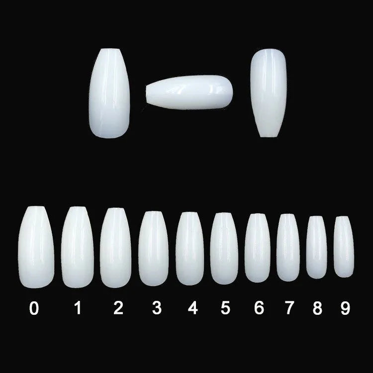 500 transparent natural fake nails in 10 sizes with certified ABS material