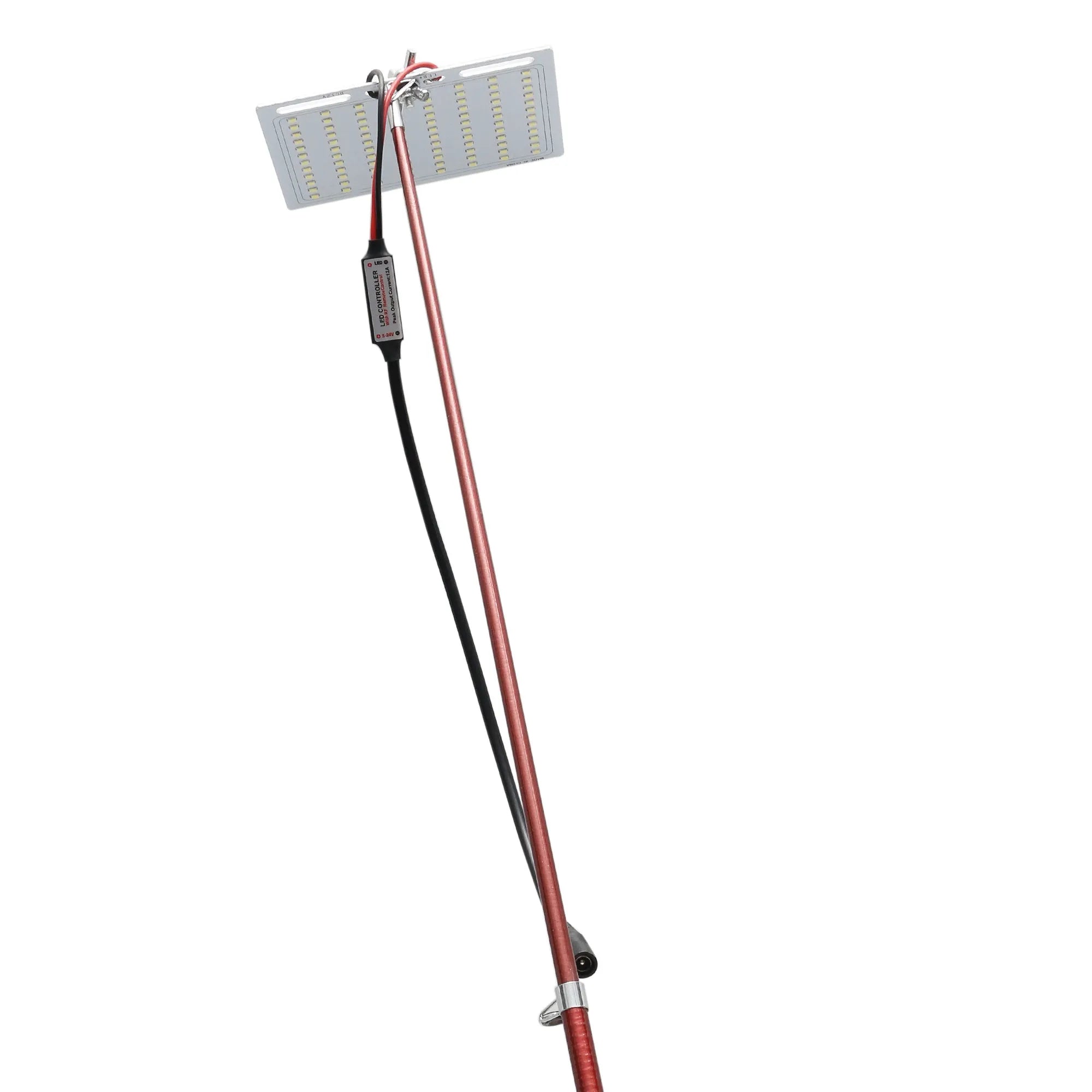 LED fishing rod light with telescopic pole and remote control for outdoor illumination