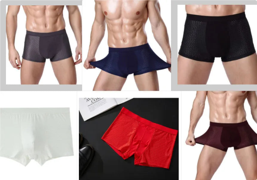 Men's ice silk modal boxer briefs with U convex design in black colour