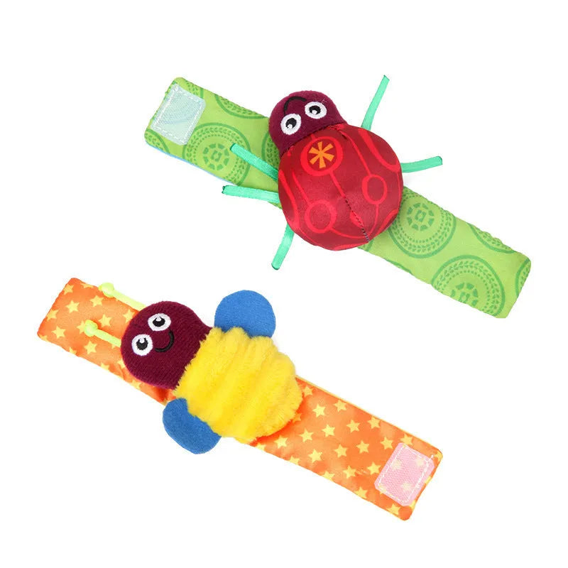 Bee Beetle fabric wristband toy with Velcro adjustable band for babies