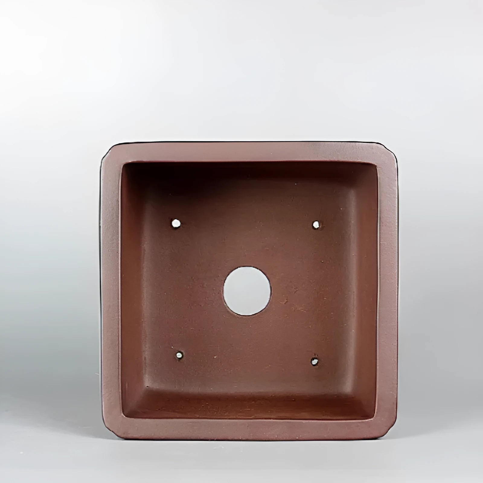 Brown handmade purple clay flower pot 19 cm with classical antique design and drainage hole