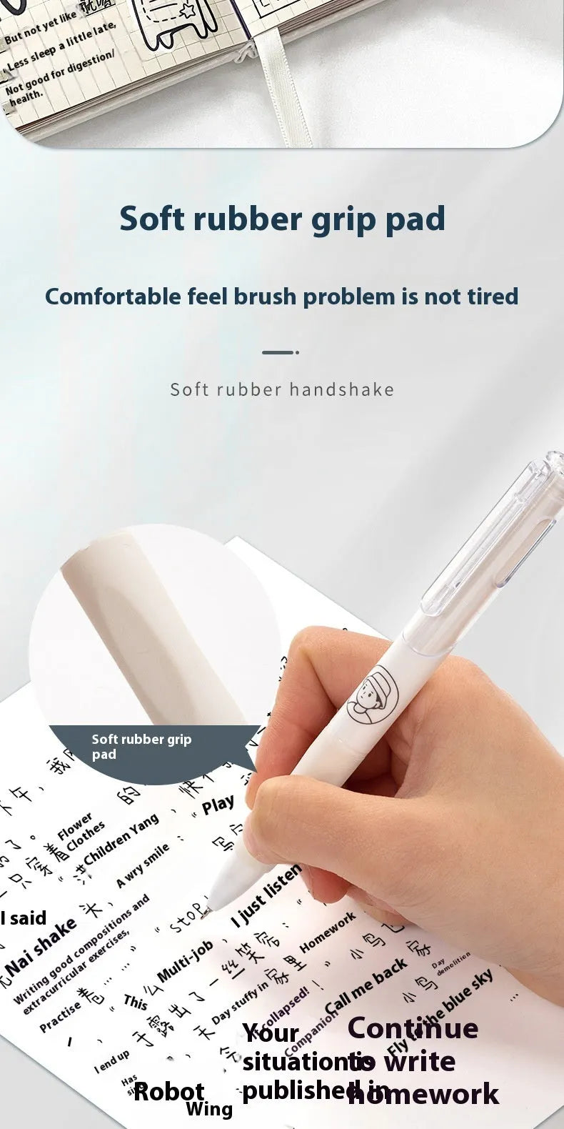 Five 0.5mm black ballpoint pens with plastic shells for student writing