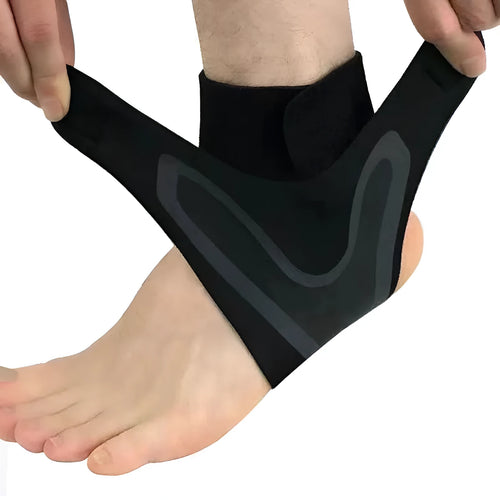 Ankle support brace for left or right foot, shown in adult sizes for sports and recovery.
