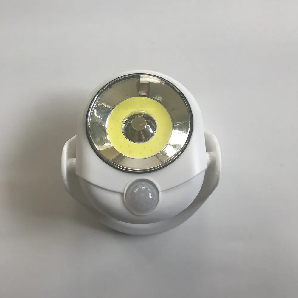 White ABS plastic induction table lamp measuring 13.3 x 9.8 x 15.8 cm