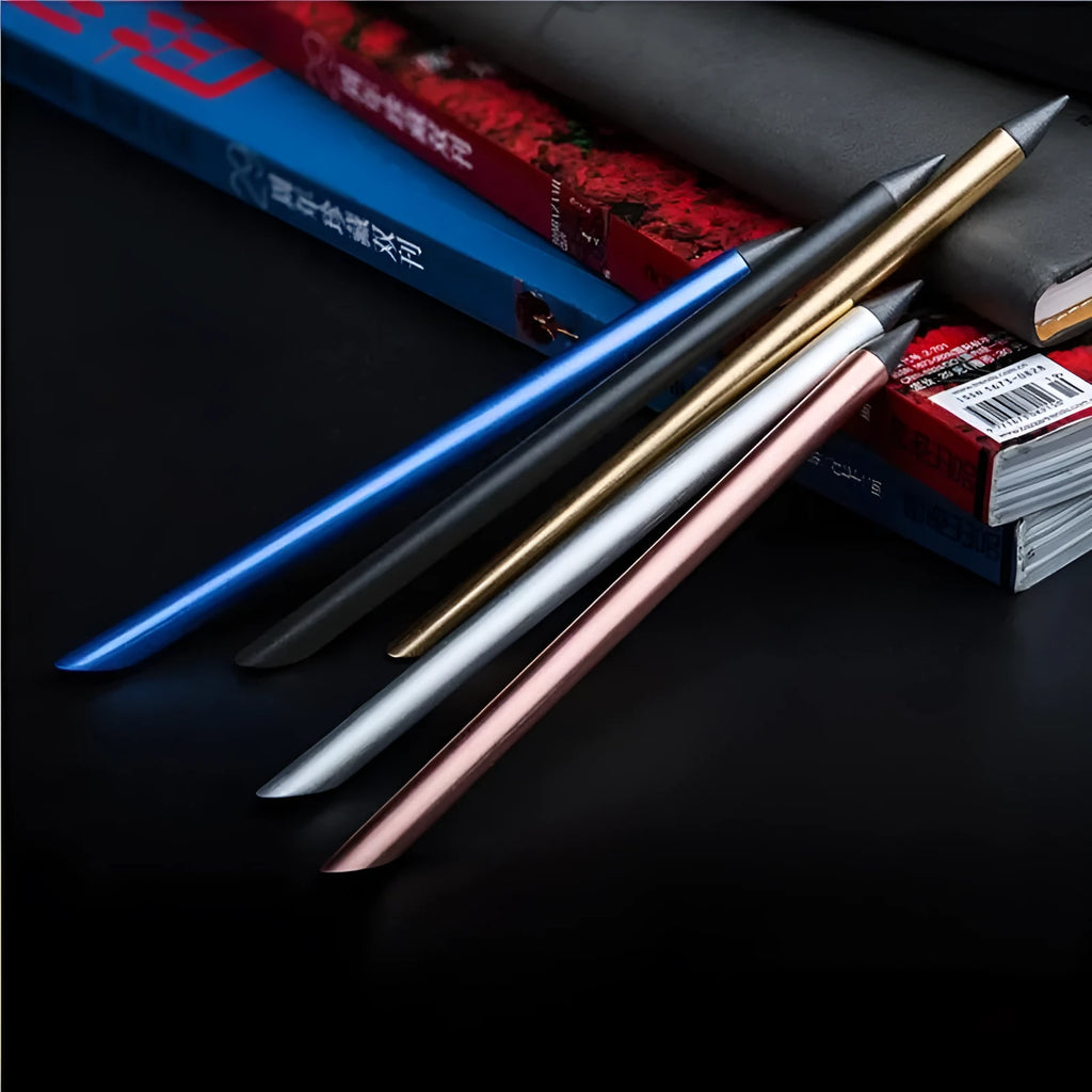 Inkless metal pen with alloy steel nib in silver, gold, rose gold, black or blue
