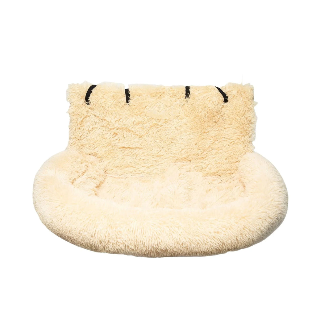 Thick cloth winter thermal pet mat on car seat in beige colour
