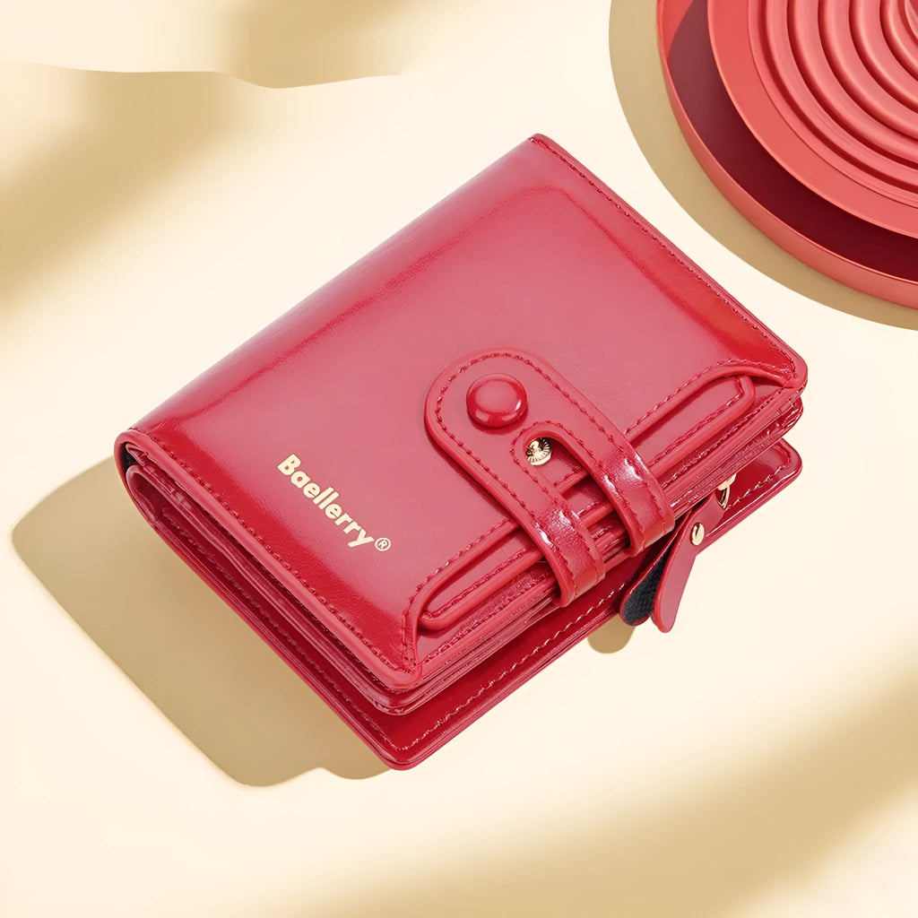 Women's PU leather card holder wallet showing multiple colour options
