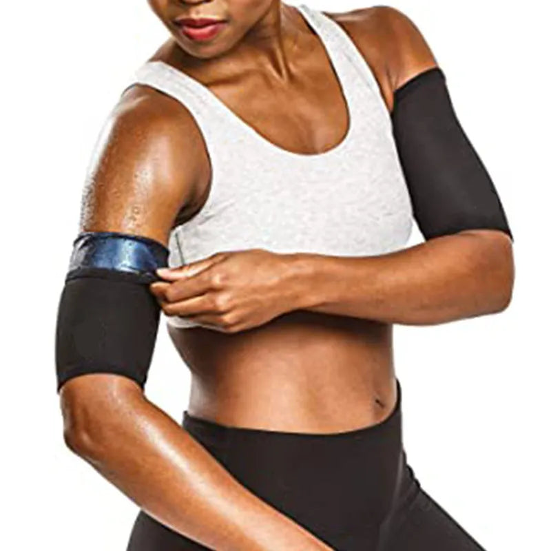 Blue and silver sports arm bands with a binding band, shown in various sizes.