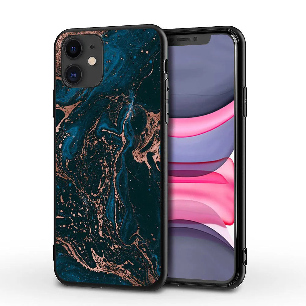 Marble pattern iPhone back cover case with waterproof and drop-resistant protection