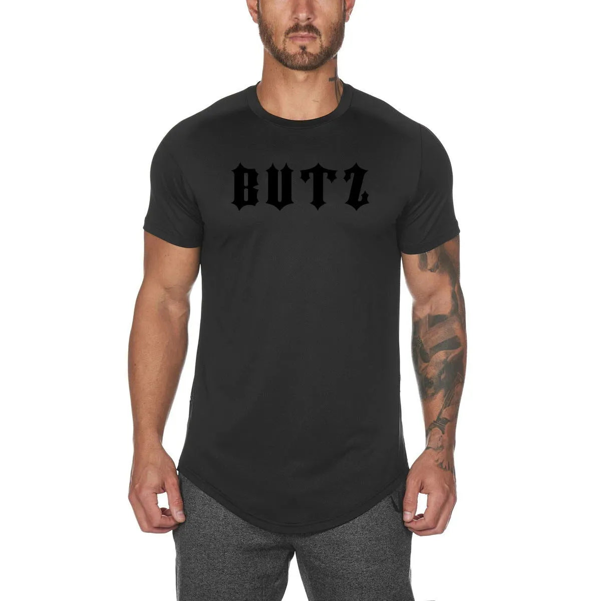 Custom mens fitness sports shirt in cotton spandex blend fabric available in multiple colours