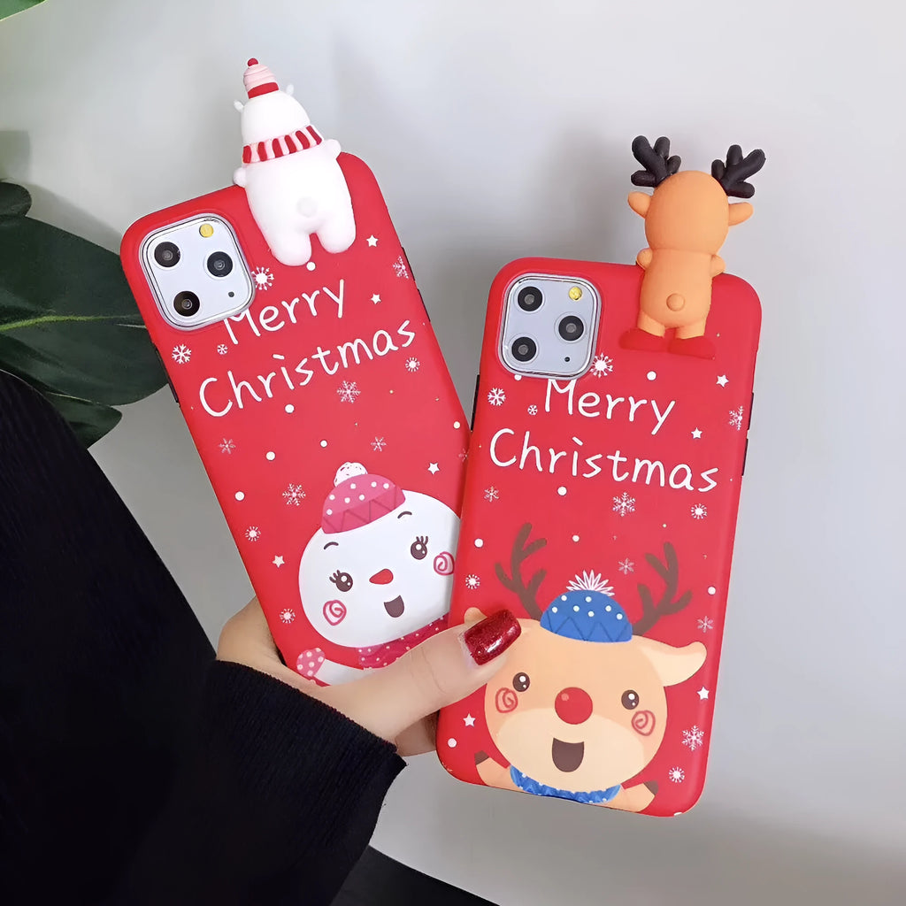 Red and green Christmas design silicone back cover case for an iPhone.