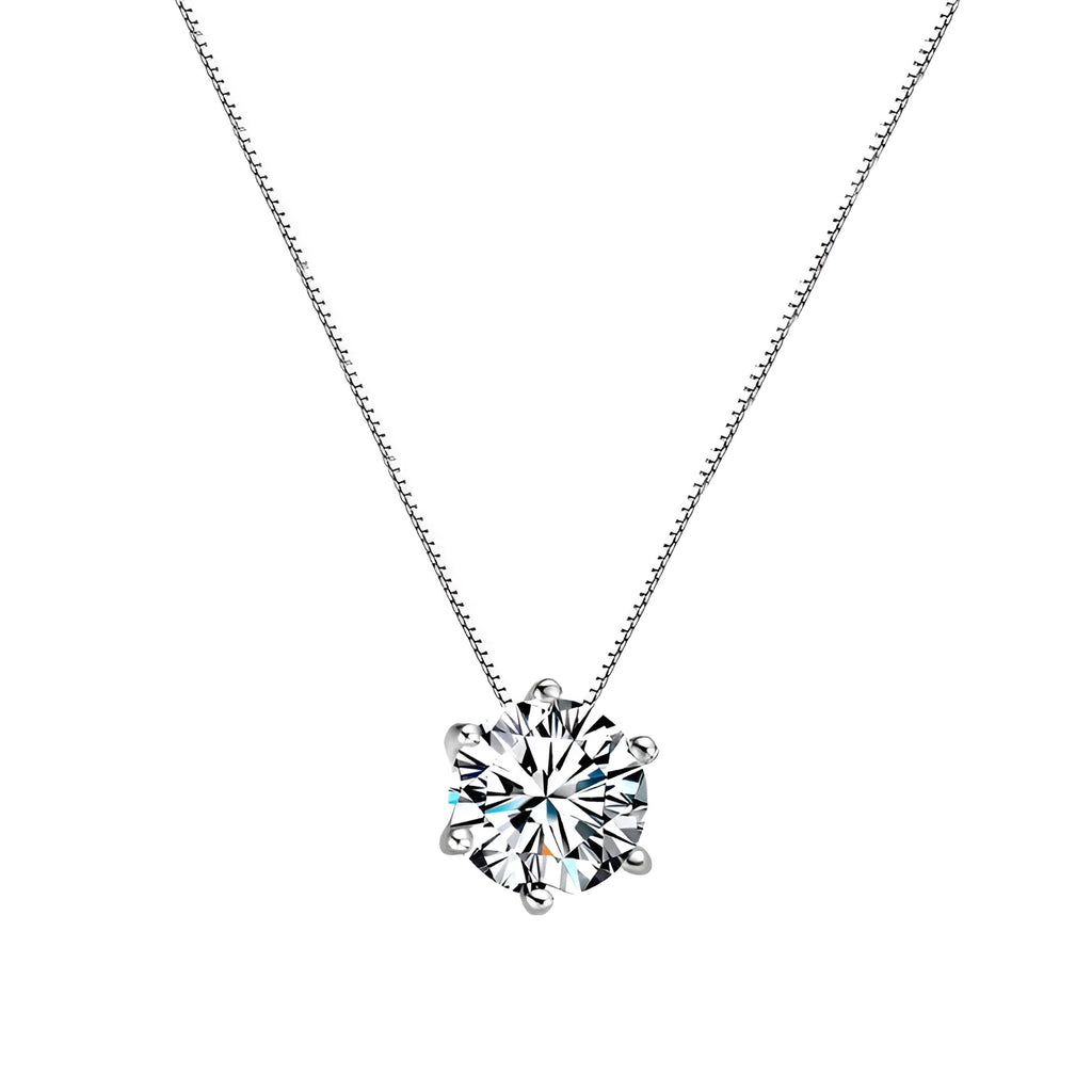 Single diamond necklace for women, simple geometric copper pendant on cross chain in silver colour