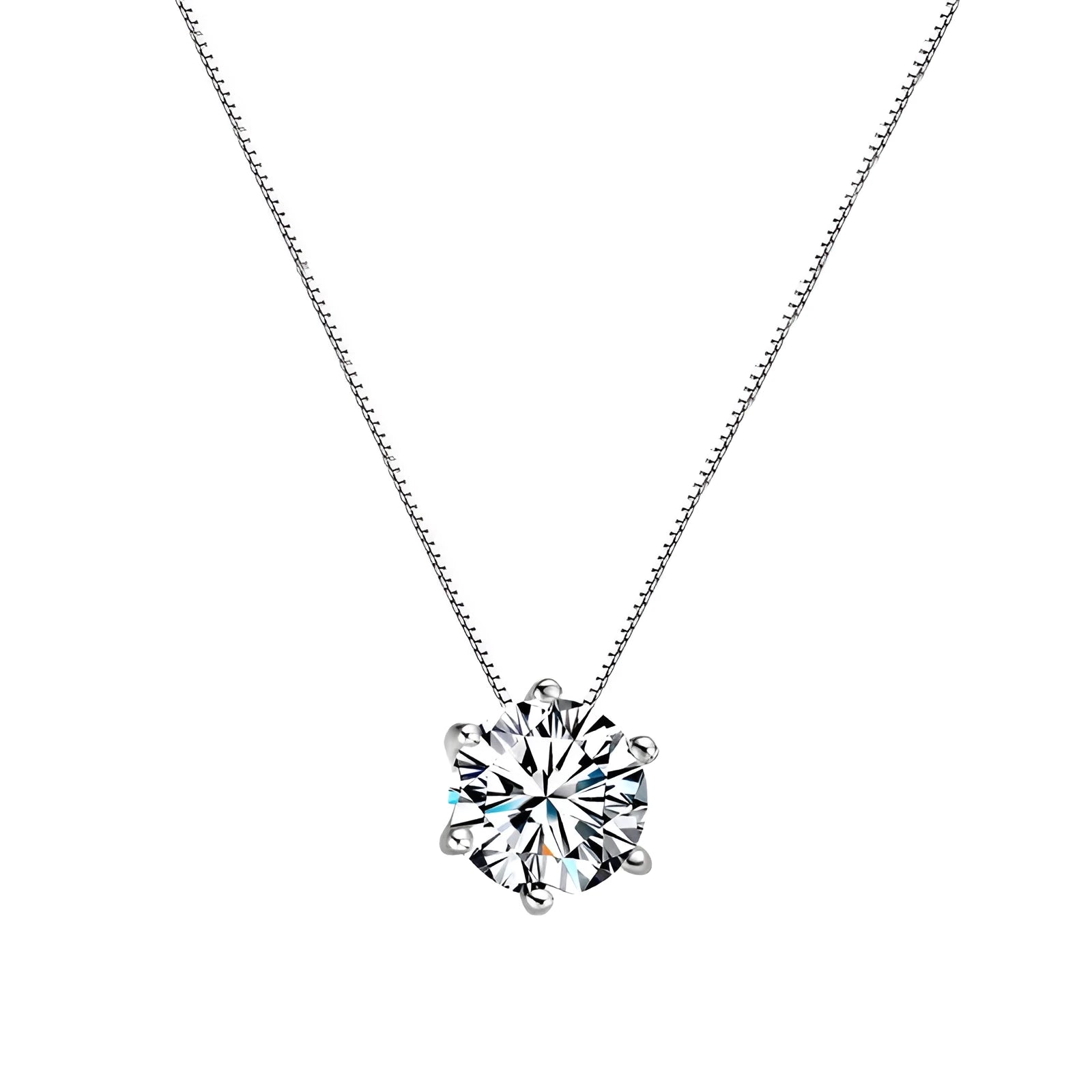 Single diamond necklace for women, simple geometric copper pendant on cross chain in silver colour