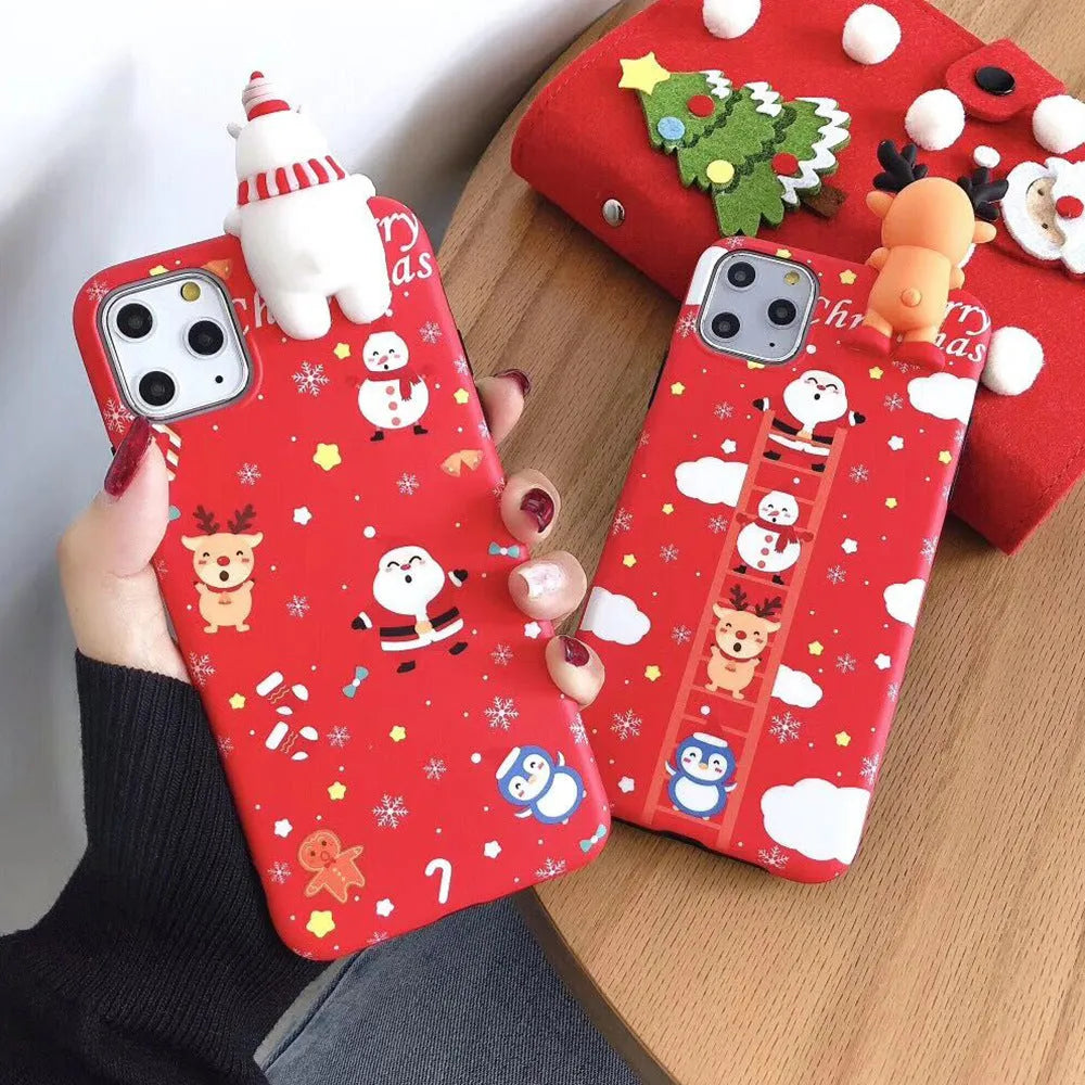 Red and green Christmas design silicone back cover case for an iPhone.